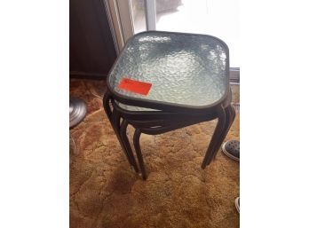 Lot Of (4) Glass Top Outdoor Tables