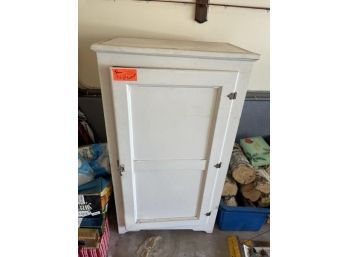 Painted White Wooden Cabinet With Contents