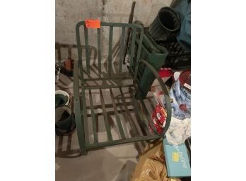 Metal Lawn Chair, Green, Cushion