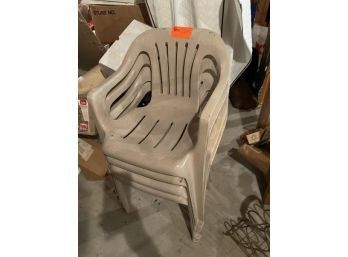 Lot Of (4) Plastic Lawn Chairs