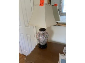 Lamp, Ceramic With Wooden Base
