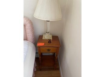 Small Side Table With 1 Drawer In Front  & Pair Of Lamps
