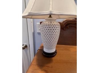 Lamp With Wooden Base & Ceramic