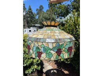 Stained Glass Hanging Lamp Approx 24' In Diameter & 12' Tall