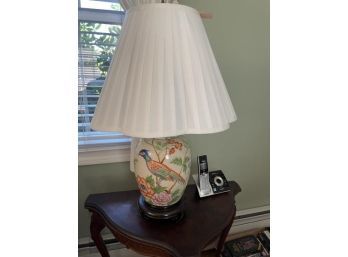 Large Table Lamp, Ceramic With Wooden Base, Includes Shade, Lamp Is Approx 20' Tall