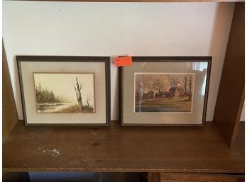 Pair Of Framed Landscapes Signed Bill Ely, Guilford CT, 21'x18'