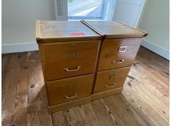 (2) Oak Laminate File Cabinets, 2 Drawers