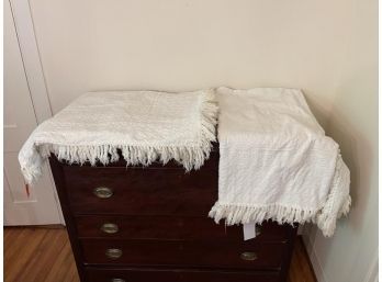 Pair Of White Table Cloths, Fair Condition With Some Small Stains & Holes