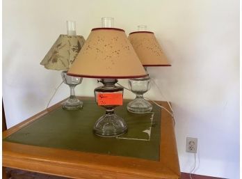 Lot Of (3) Oil Lamps Converted Into Electric Lamps