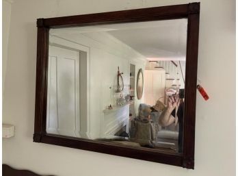Oak Beveled Glass Hanging Wall Mirror 33'x26'