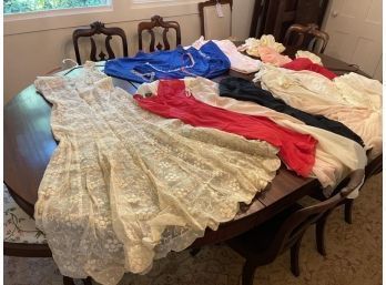 Lot Of Old Dresses & Nightgowns Or Slips, Some With Stains, All Small Or XS