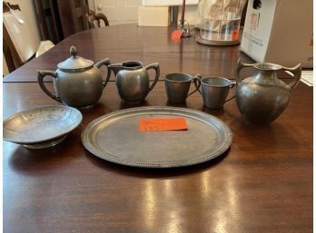 Lot Of Pewter & (1) Double Handled Metal Urn