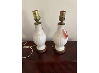 Pair Of Lamps, 13' Tall, Crack At Base Of One