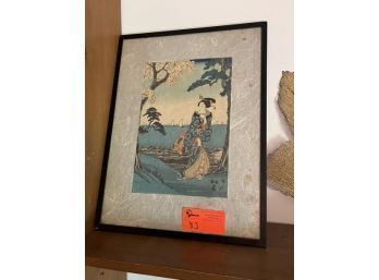 Japanese Woodblock, 17'x22', On Back Hiroshige 1797-1858