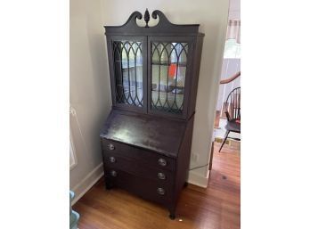 Mahogany Secretary With Key, Drop Front, 3 Lower Drawers, 35' Wide X 21' Deep X 77' Tall