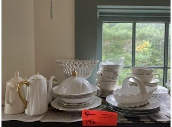 Coffee & Tea Set With Cups, Saucers & Plates