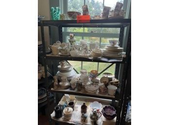 Large Lot Of Mixed China Including Small White Baskets, Multi Cups & Saucers, Small Pitchers, Etc