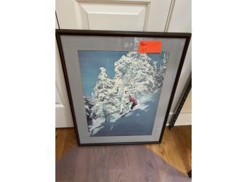 Framed Photo Of Downhill Skier, 23'x30'