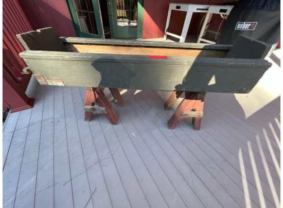 Wooden Feed Trough With Saw Horse Legs Not Attached; 4'W X 13'D X 2'T