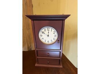 Wall Hanging Clock With 2 Drawers 15.5'W X 2'T X 6.5'D