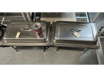 Lot Of (2) Chafing Pans With Covers & (23) Sternos