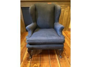 Upholstered Wingback Arm Chair With Carved Mahogany Knees