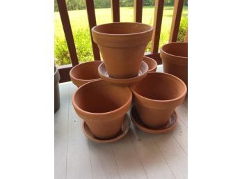 Lot Of (5) Terracotta Pots With Bases
