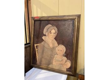 Framed Oil On Canvas Of Mother & Child, Crackle, Natalie's Fine Art Studio, Huston, TX 34'x39'