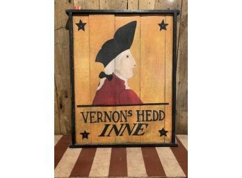 Hanging Wooden Inn Sign, Vernon's Hedd Inne, Repo, 29'x24'
