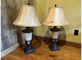 Lot Of (2) Table Lamps With Shades, Marked Dale Tiffany TM