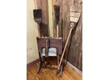 Schmidi's Old Home Bread Sign Made Into Broom Holder With (3) Brooms & (1) Dust Pan With Brush, 20'W X 32' Tall