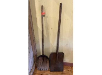 Lot Of (2) Wooden Shovels