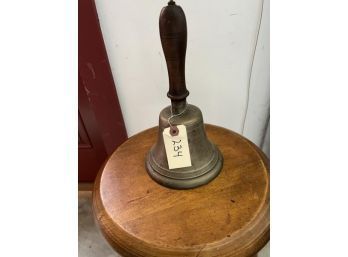 Large Brass Bell With Turned Wooden Handle With Clapper, 10'Tall & 5.5' Diameter