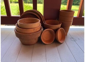 Lot Of (8) Small Terracotta Pots With (5) Bases