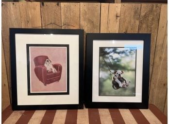 Lot Of (2) Bulldog Framed & Matted, One Signed, One Photo, 22'x25' & 24'x20'