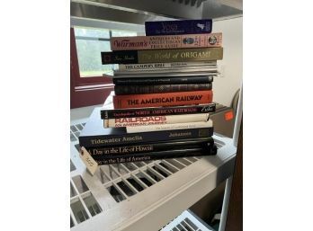 Books: Railroad, America, Yoga, Origami, Antiques
