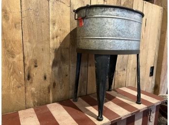 Galvanized Wash Tub On Stand 19' Wide X 23' Tall