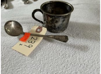 Lot Of (2) Sterling Pieces, Small Ladle 'Sterling Patd. 6.17.13' & Cup 'Sanborns Mexico Sterling'