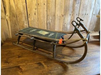 Child's Sled, Painted, One Blade Broken, 38'Long