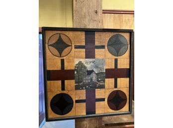 Wooden Wall Hanging Game Board With Painted Center Square, Signed B. Wagaman 2015