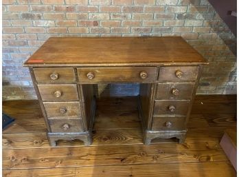 Wooden Desk With Kneehole, Wooden Knobs, 46'W X 23' X 30'Tall