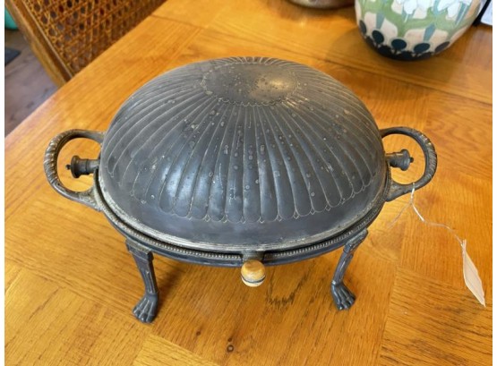 Small Covered Chaffing Dish With Paw Feet 14' L X 8' High
