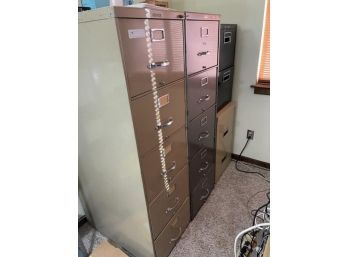 Lot Of (2) Steelcase 5 Drawer Filing Cabinet With Lock  All Steel 2 Drawer Filing Cabinet, (1) Steel Case 2 Drawer Filing Cabinet