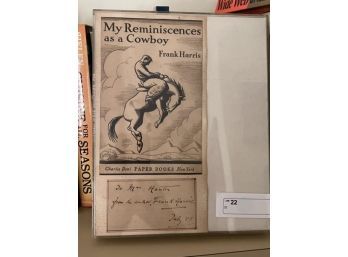Book Cover & Not From Author 'My Reminiscences A Cowboy' By Frank Harris
