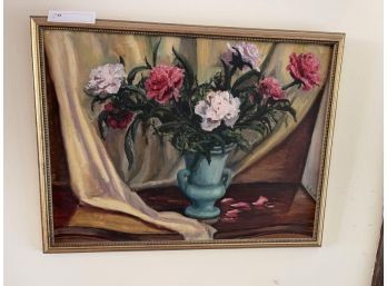 Oil On Board, Framed, Flowers, Signed S. Berol 25.5'x19'