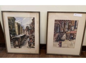 Lot Of (2) Lithographs NYC Street & City Scapes 21'x17'