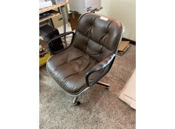 Brown Pleated Rolling Desk Chair