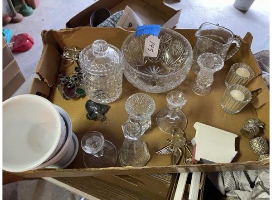 Lot Of Misc Glassware, Bowls, Vases, Candlesticks