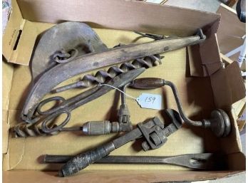 Lot Of Pipe Wrench, Bar, Tin Snips, Hains