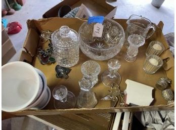 Lot Of Misc Glassware, Bowls, Vases, Candlesticks
